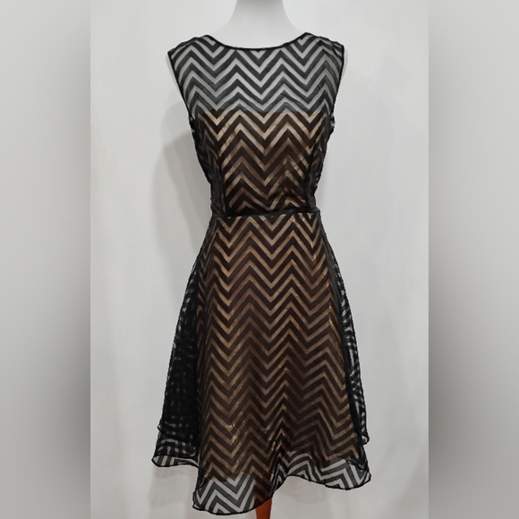Tahari Arthur S Levine Dresses & Skirts - RETRO CHEVRON CHIFFON COCKTAIL DRESS